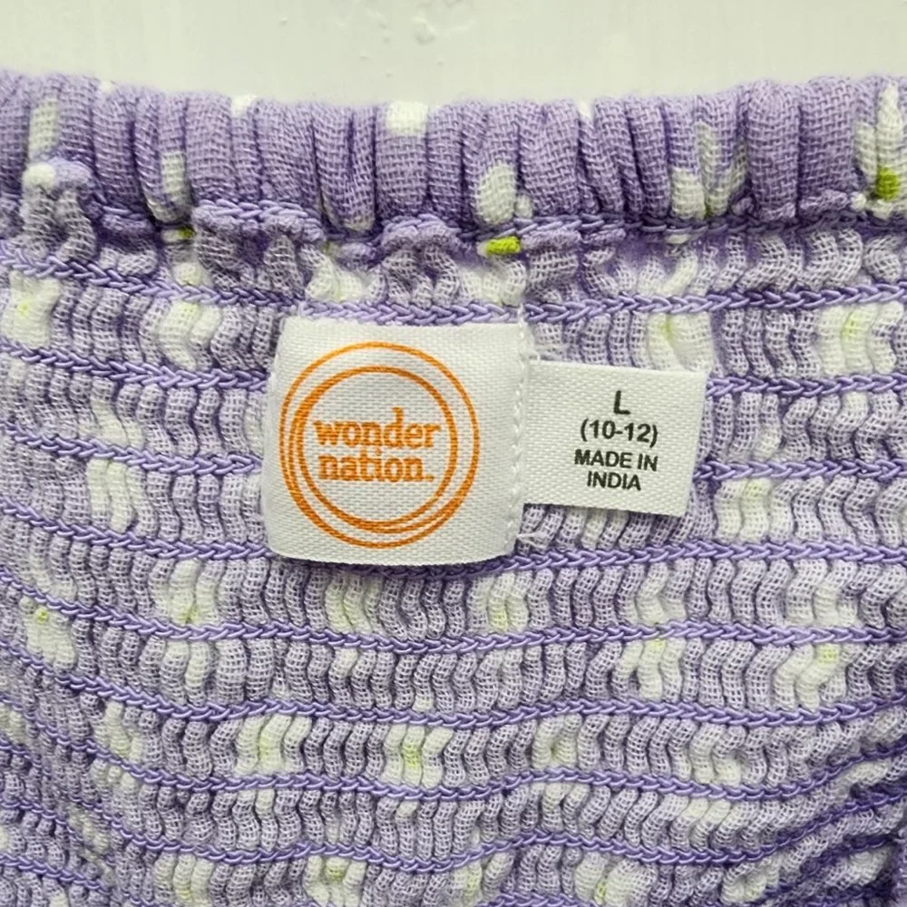 NWT Wonder Nation Girls Double Cloth Lace-Up Top Size L (10-12)